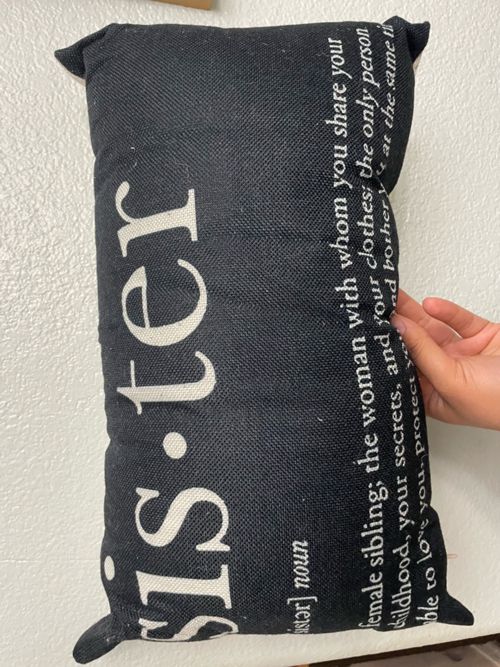Black Canvas Text Pillow
